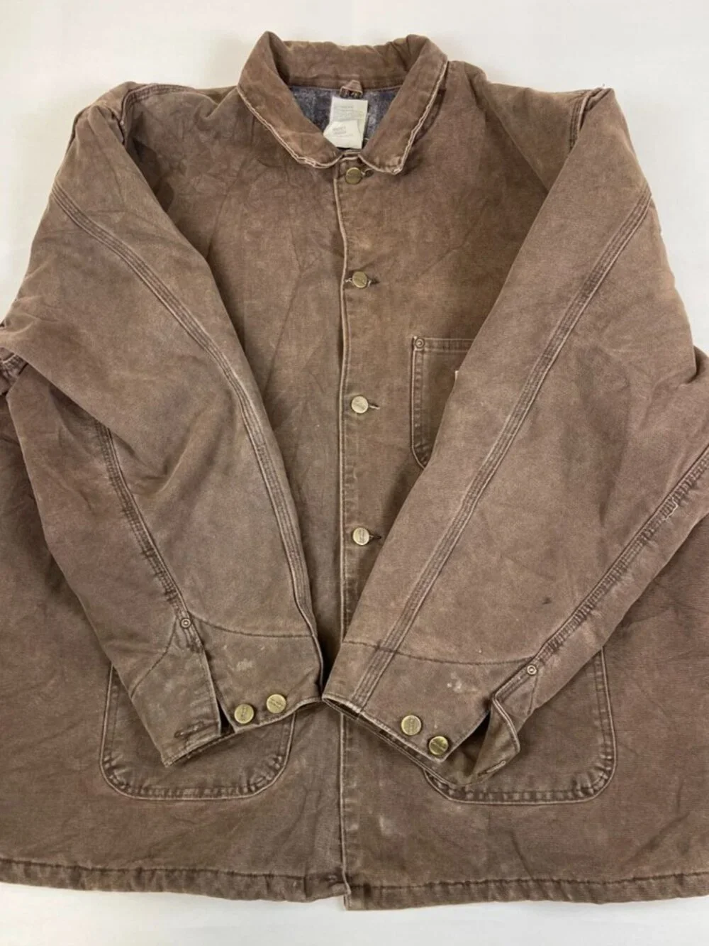 Vintage Carhartt Men 2XL Made in USA Sandstone Chore Coat Brown C58 CHT Blanket - Picture 6 of 11